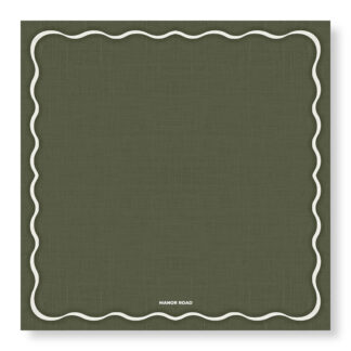 Manor Road Linen Scallop Olive & White Cheese Board Presentation Card