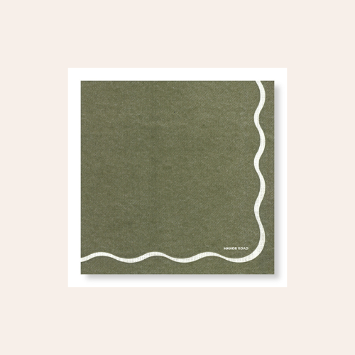 Manor Road Linen Scallop Olive Napkin Cocktail